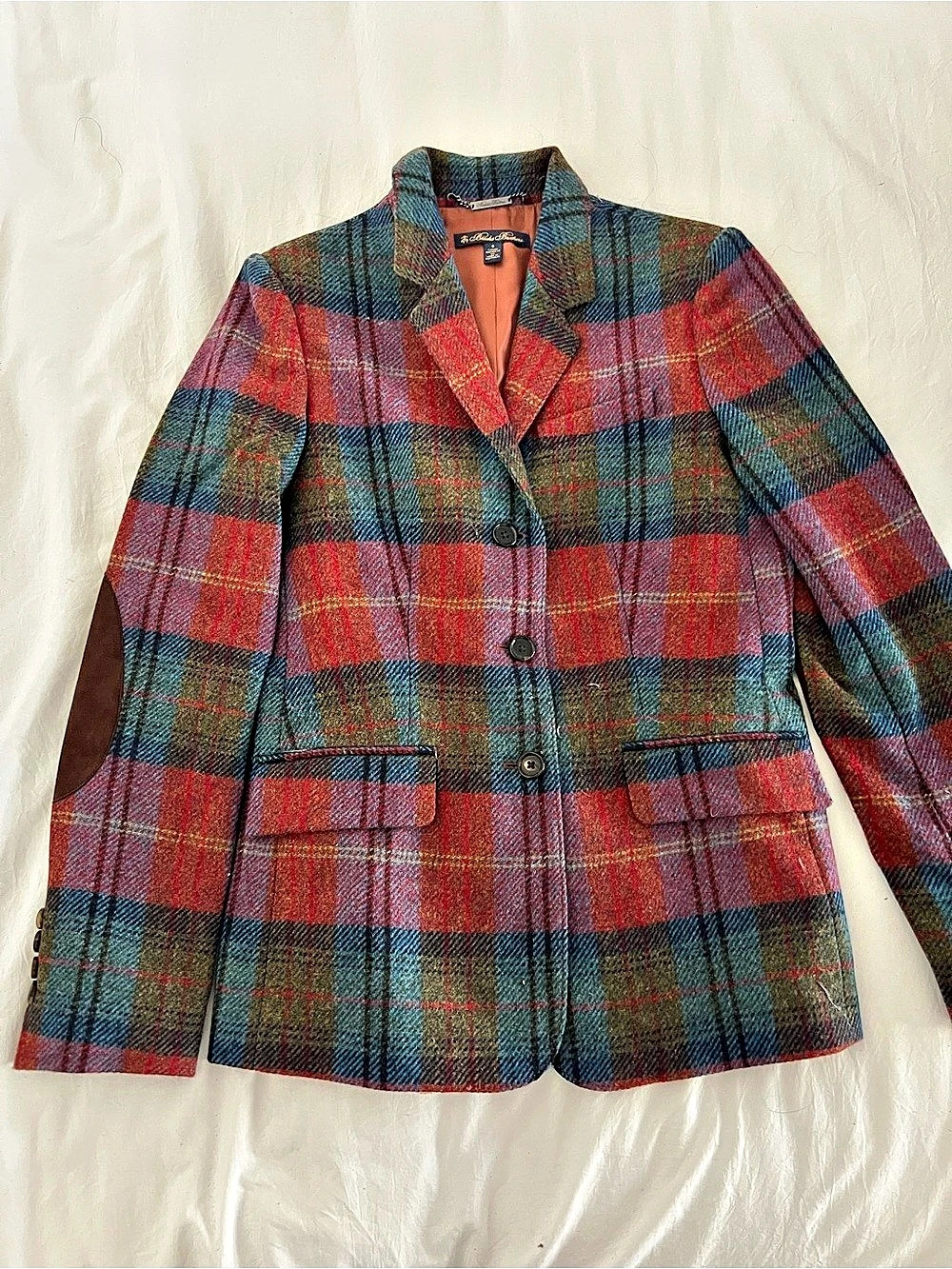 Brooks Brothers Plaid Wool Blazer in Red & Green Size Medium